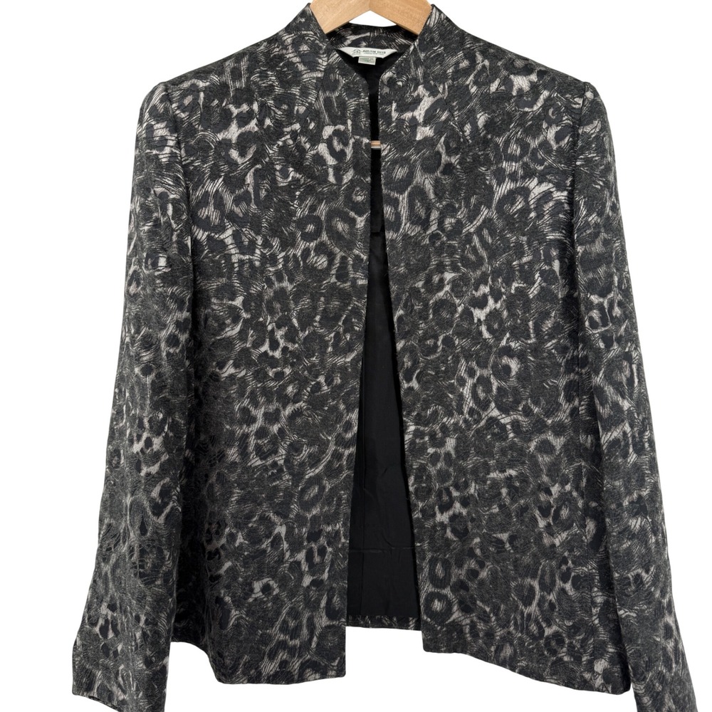 Austin Reed London-New York Womens Grey Black Leopard Animal Print Jacket Sz‎ 12
